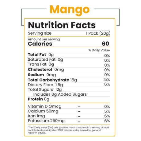 Freeze dried mango Nutrition Info